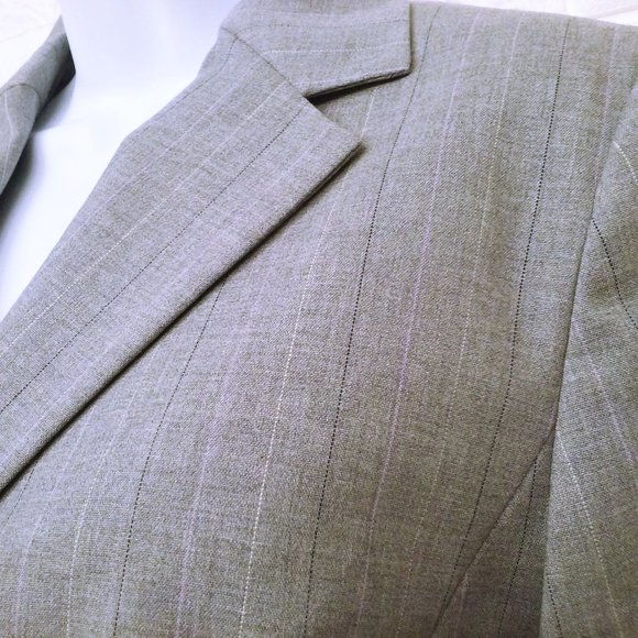 Vintage 90s Pendleton Savvy Wool Stretch Pinstripe Blazer Ladies-8 Repaired Grey - Picture 5 of 12